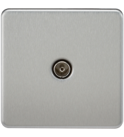 Knightsbridge Screwless 1G TV Outlet (Non-Isolated) (Brushed Chrome)